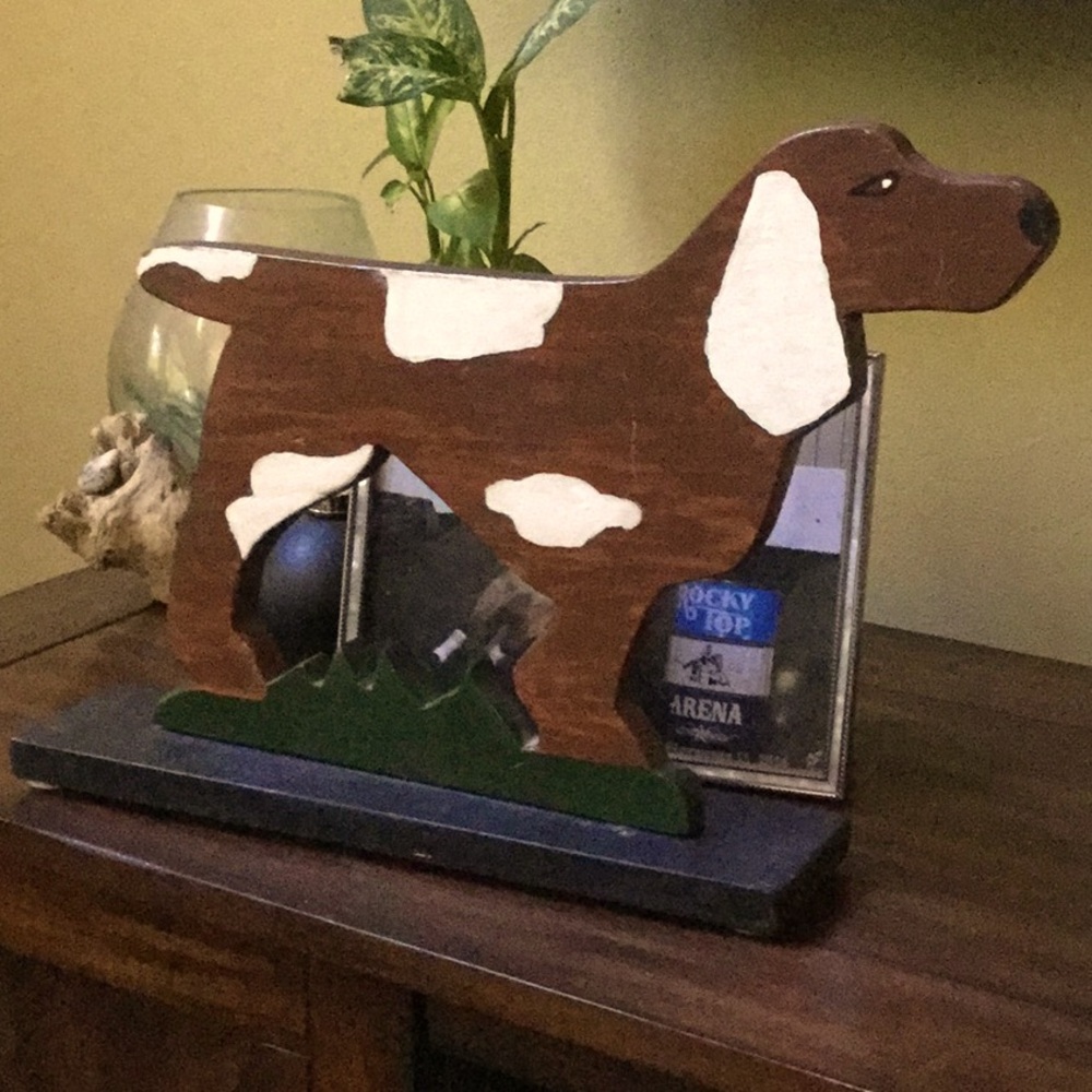 Vintage folk-artwork hunting cabin lodge farmer’s market farmhouse garden dog